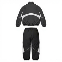 Ensemble de survêtement d'hiver personnalisé à rayures noires et blanches 100% polyester à séchage rapide pour hommes, avec logo frontal, fabricant OEM/ODM