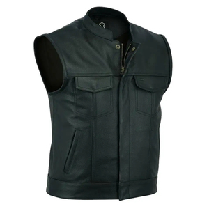 Men's Breathable Moto <b>Biker</b> <b>Vest</b> O-Neck Single Button Closure Mesh Panel Outerwear Autumn Solid Color Black - Product Image 4
