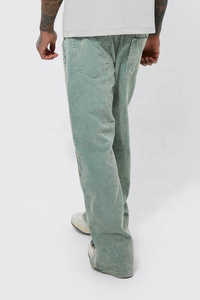 Pantalones de Corduroy con Botones, Estilo Desgastado, Corte Holgado, Color Verde Salvia, para Hombre, Ropa Urbana de Alta Calidad, Impermeables, Fabricación OEM - Product Image 5
