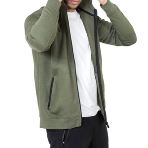 Sudaderas con Capucha y Cuello Redondo para Hombre, de Invierno, de Alta Calidad, 100% Algodón, Forradas de Felpa, con Cremallera, Mangas Raglán, Bolsillos Laterales, Color Sólido - Product Image 2