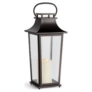 Lanterne décorative en métal noir antique avec poignée, porte-bougie en verre trempé, lanterne de sol pour décoration de jardin extérieur et de mariage - Product Image 1