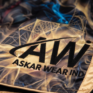 กางเกงชกมวย Askar สีเขียวทอง ขอบเอวพิมพ์ลายสกรีน ทรงหลวม ใส่ได้ทั้งชายและหญิง ผลิตจากโพลีเอสเตอร์ 100% น้ำหนักเบา เหมาะสำหรับศิลปะการต่อสู้ - Product Image 3