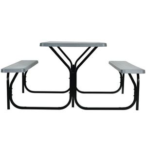 Gray Picnic <b>Table</b> <b>Bench</b> Garden <b>Set</b> - Product Image 1