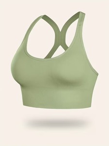 Bralette de sport réglable avec crochets |   Débardeur de sport sans couture à col rond |   Vêtements de sport pour femmes avec bretelles en Y et découpe en forme de clé - Product Image 1