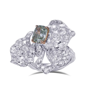White Gold Fancy Diamond <b>Ring</b> <b>Cushion</b> Cut Natural Diamonds Luxury Women's GIA Certified Jewelry - Product Image 1