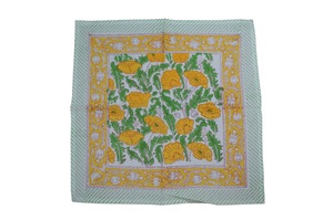 Serviettes de table rectangulaires en coton imprimées à la main, motif floral bleu, linge de table artisanal 80x120cm pour la salle à manger, les mariages et la maison - Product Image 2