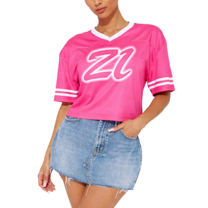 Jersey de Fútbol Americano Personalizado en Malla Rosa para Mujer, Estilo Holgado, Transpirable, Hip Hop, Uniforme de Juego, Moda Y2K - Product Image 6
