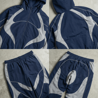 Veste coupe-vent sportive légère et respirante avec logo personnalisé imprimé, réfléchissante, et short de survêtement en nylon à fermeture éclair détachable