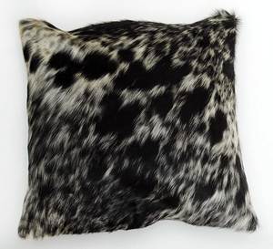 Square Cowhide Pillow 20x20in Black and White Spotted Fur Home Decor - Product Image 1
