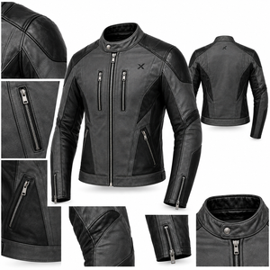 Blouson de moto en cuir pour performance urbaine |   Charbon Noir Rouge Bleu |   Fabricant OEM ODM |   Qualité de conception haut de gamme | - Product Image 6