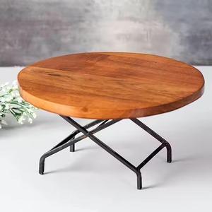 Support à gâteau rond en bois avec ensemble de couteaux en laiton, fait main, 3 pièces - Product Image 3
