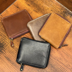 New Men's Genuine Cowhide Leather <b>Wallet</b> Zipper Short <b>Wallet</b> with Multiple <b>Card</b> Slots Fashionable Square Mini Coin Purse for Men - Product Image 4