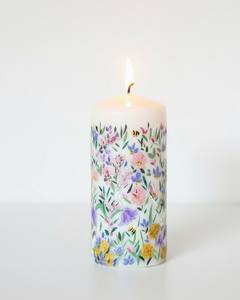 Decorative Floral Soy Wax <b>Pillar</b> <b>Candle</b> for Home & Living Eco-Friendly Holiday <b>Candle</b> with Modern Classic Design - Product Image 3