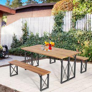 Set da Pranzo per Esterni con Tavolo e 6 Sedie, Arredamento da Giardino Resistente con Foro per Ombrellone da 2 Pollici - Product Image 4