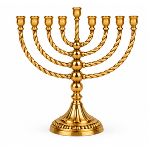 Ménorah de Hanouka en métal doré à 9 branches, chandelier juif traditionnel pour la décoration de table à la maison - Product Image 1