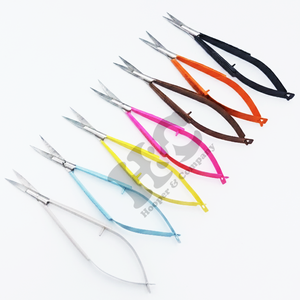 New High Quality Curved Stainless Steel <b>Left</b>-<b>Handed</b> Eyebrow <b>Scissors</b> Beauty Tools Rubber Handle Customized Logo - Product Image 1