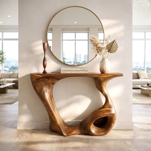 Handmade Wooden Console <b>Table</b> meticulously handcrafted from solid natural wood refined artistry entryway <b>table</b> for living room - Product Image 1