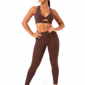 Conjunto de Yoga para Mujer, Ecológico, Transpirable y Ligero, con Sujetador Deportivo con Diseño Cruzado y Leggings de Cintura Alta Elástica, 2 Piezas - Product Image 1