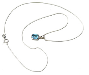 Natural Blue Topaz Pendant 925 Sterling <b>Silver</b> Handmade Gemstone Pendant Chain <b>Necklace</b> Statement Jewelry Third Party Certified - Product Image 5