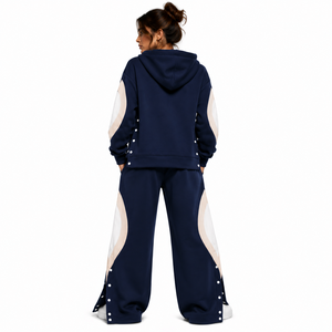 Chándal Oversize de Chenilla con Logotipo Bordado Personalizado, Sudadera Anorak Relajada con Abertura Lateral y Botones, y Pantalón Holgado DTG - Product Image 2