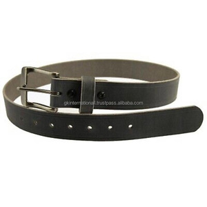 Grande peau de buffle pour hommes, ceinture décontractée en cuir vintage gris avec boucle ardillon unique en laiton nickelé élégant - Product Image 1