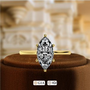 Anillo de Diamante Cultivado en Laboratorio con Corte Marquesa de 1 Quilate, Anillo de Oro Blanco de 14K, Anillo de Boda Certificado por IGI, Anillo Solitario de Novia, Anillo Vintage - Product Image 2