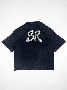 Camiseta Negra Extra Grande Personalizada para Hombre, con Gráfico de Letras Metálicas Cromadas, Manga Corta, Estilo Urbano, de Algodón - Product Image 6