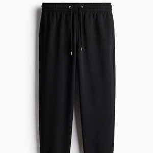 Pantalon de jogging décontracté pour homme en toile noire légère et de haute qualité, coupe oversize, séchage rapide, taille élastique, bas de pantalon côtelé - Product Image 5
