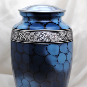 Urna Funeraria de Metal Azul, Ataúd Conmemorativo Personalizable, Suministros Funerarios - Product Image 4