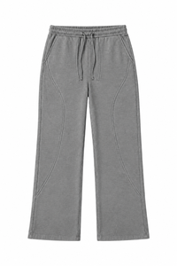 Pantalones de Salón Anchos Estilo Hip Hop Premium con Cintura Elástica, Corte Holgado de Tiro Medio, Color Liso, Primavera - Product Image 1