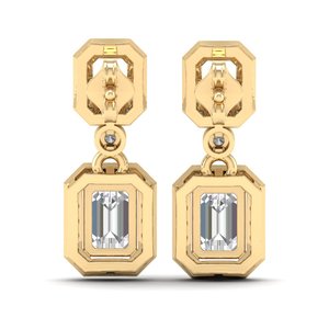 Boucles d'oreilles pendantes REYES, nouveau design, argent sterling 925, diamant HPHT CVD cultivé en laboratoire, pour femmes, or jaune 14 carats, bijoux fins pour mariage - Product Image 4