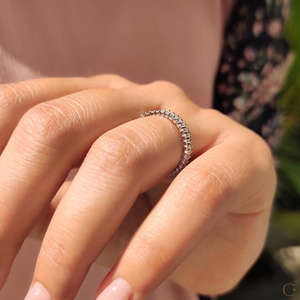 Fine Jewelry Rings 18K Solid Yellow Gold Lab Diamond Band Ring Wedding Band Full Eternity <b>Emerald</b> Cut at Wholesale Rate Trendy - Product Image 2
