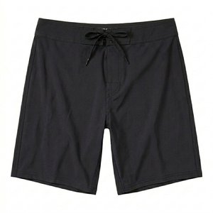 Custom Private Label Men's Beach Board Shorts Plain Black Swim Trunks with Drawstring Premium Wholesale Summer Wears - Product Image 1