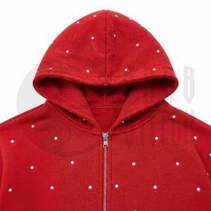 Custom Rhinestone <b>Zip</b> Up Hoodie Heavyweight Fleece Full <b>Zip</b> <b>Hooded</b> Sweatshirt Streetwear OEM ODM Manufacturer - Product Image 3