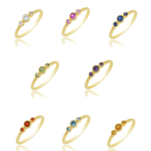 Bague fine en argent sterling 925 plaqué or jaune minimaliste avec trois pierres d'améthyste, sertie en clos, pour usage quotidien, unisexe, bijoux fins - Product Image 6