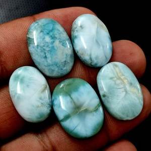 Gemmes Pierre Naturelle Forme Ronde Cabochon Bleu Loose Larimar Stone New Arrive Larimar Natural Loose Gemstones at Bulk Prices - Product Image 3