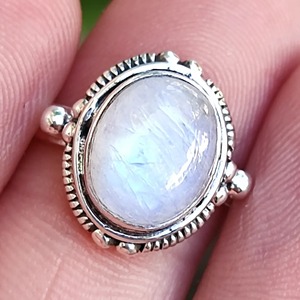 Blue Fire Rainbow Moonstone <b>Ring</b> 925 Sterling <b>Silver</b> Handmade <b>Statement</b> Promise <b>Ring</b> for Women Boho Oval June Birthstone Jewelry - Product Image 5