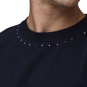 T-shirt personnalisé avec bordure contrastée, dernière mode, t-shirt en strass, streetwear, logo imprimé personnalisé, t-shirt en strass - Product Image 4