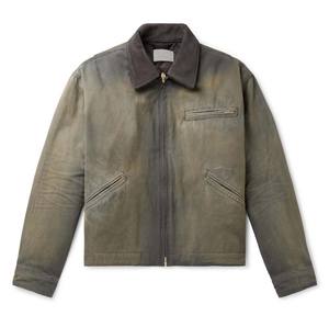 Veste en toile épaisse personnalisée avec logo, style streetwear, en coton, fermeture éclair, vintage, denim, pour homme - Product Image 1