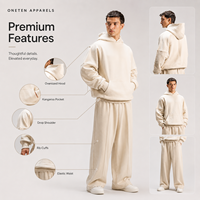 ONETEN APPARELS Ensemble de survêtement décontracté pour homme, hiver, couleur unie, coupe ample, avec sweat à capuche et pantalon large à poches latérales