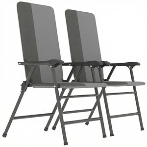 Set di 2 Sedie Pieghevoli da Giardino Grigio Chiaro, Poltroncine Imbottite con Schienale Alto per Campeggio in Tessuto Oxford 600D - Product Image 1