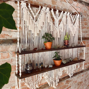 Big Macrame Wall Hanging Shelf Suitable For Cafe Or Studio <b>Decor</b> Shelf Large Aesthetic Display Or For Product Styling - Product Image 1