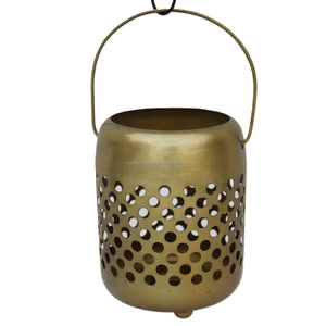 Mini linterna con forma de Casa de Metal dorado Vintage, linterna de hierro marroquí al aire libre al por mayor para decoración del hogar y el jardín, Metal dorado Vintage - Product Image 3