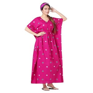 Robe de nuit maxi en coton – Vêtement de nuit confortable et ample avec des imprimés élégants, léger et respirant – Parfait - Product Image 1