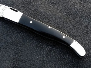 Handmade Damascus Steel <b>Drop</b> Point Straight Folding Pocket Knife Black Wood Handle Leather Belt Sheath Custom Outdoor Utility - Product Image 3