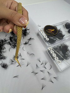 Extensions de cils pré-faits par le fournisseur, en cheveux synthétiques, faits à la main, courbure CC/DD/M/L, effet naturel, longs, étroits, noirs mats - Product Image 6