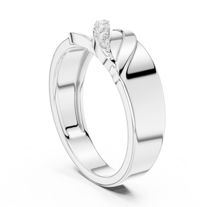 Bague en or blanc 18 carats avec diamant de laboratoire, motif vague infinie, élégante courbe de diamants, bande de diamants ondulée - Product Image 4