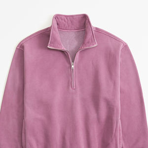 Sweat-shirt polaire respirant à capuche pour femme, demi-zip, manches longues, couleur unie, poche kangourou, logo frontal, style streetwear hiver - Product Image 5