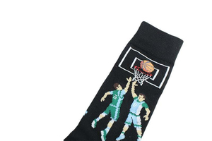 Chaussettes de football avec imprimé de joueur de dessin animé, noires et bleu clair, respirantes, tricotées pour adultes, vêtements de sport d'été - Product Image 2