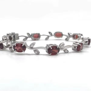 Mozambique Garnet <b>Bracelet</b> 925 Sterling Silver Natural Gemstone January Birthstone Jewelry Elegant Gift For Women - Product Image 1
